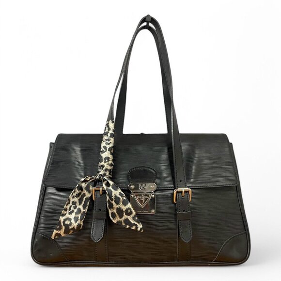 LOUIS VUITTON Segur MM Epi Segur MM Black Leather Shoulder Bag Satchel Silver LV - Picture 16 of 16